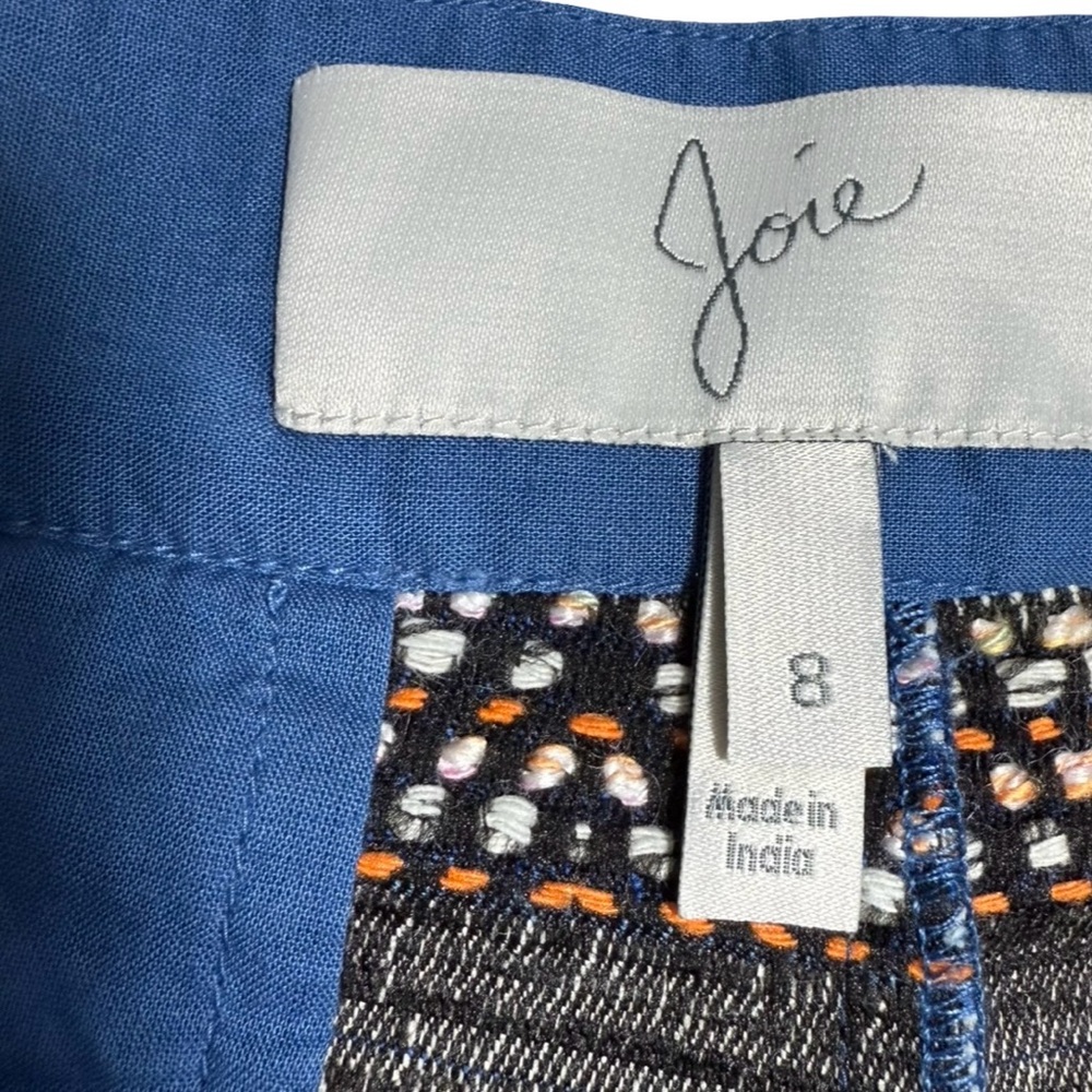Joie Shelley Boho Woven Shorts Blue Stripe Embroidered Size 8 - Picture 9 of 13